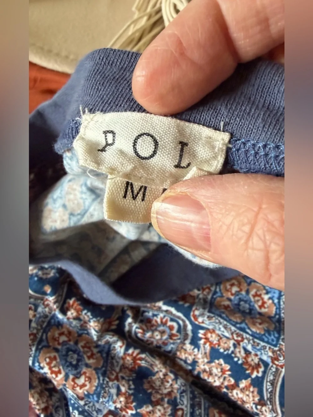 Blue paisley Patterned Boho Long Sleeve Top by POL - Picture 11 of 11